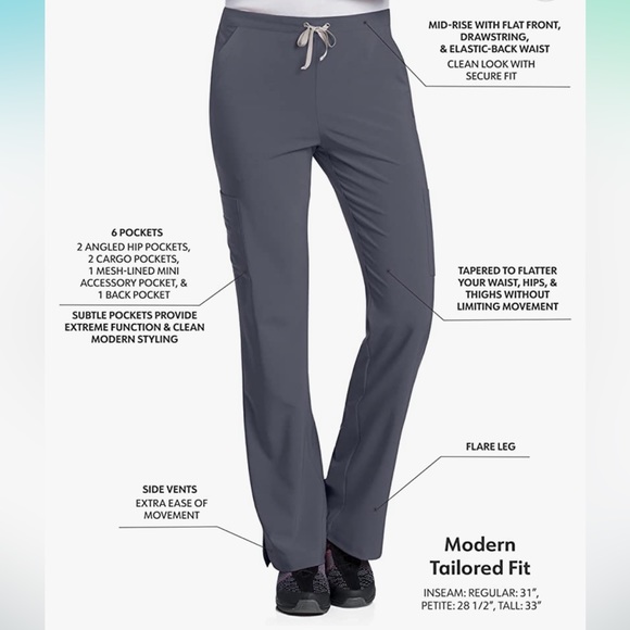 Urbane Performance Tailored Fit Stretch 6 Pocket Cargo Scrub Pants 9312 NWT - Picture 3 of 7